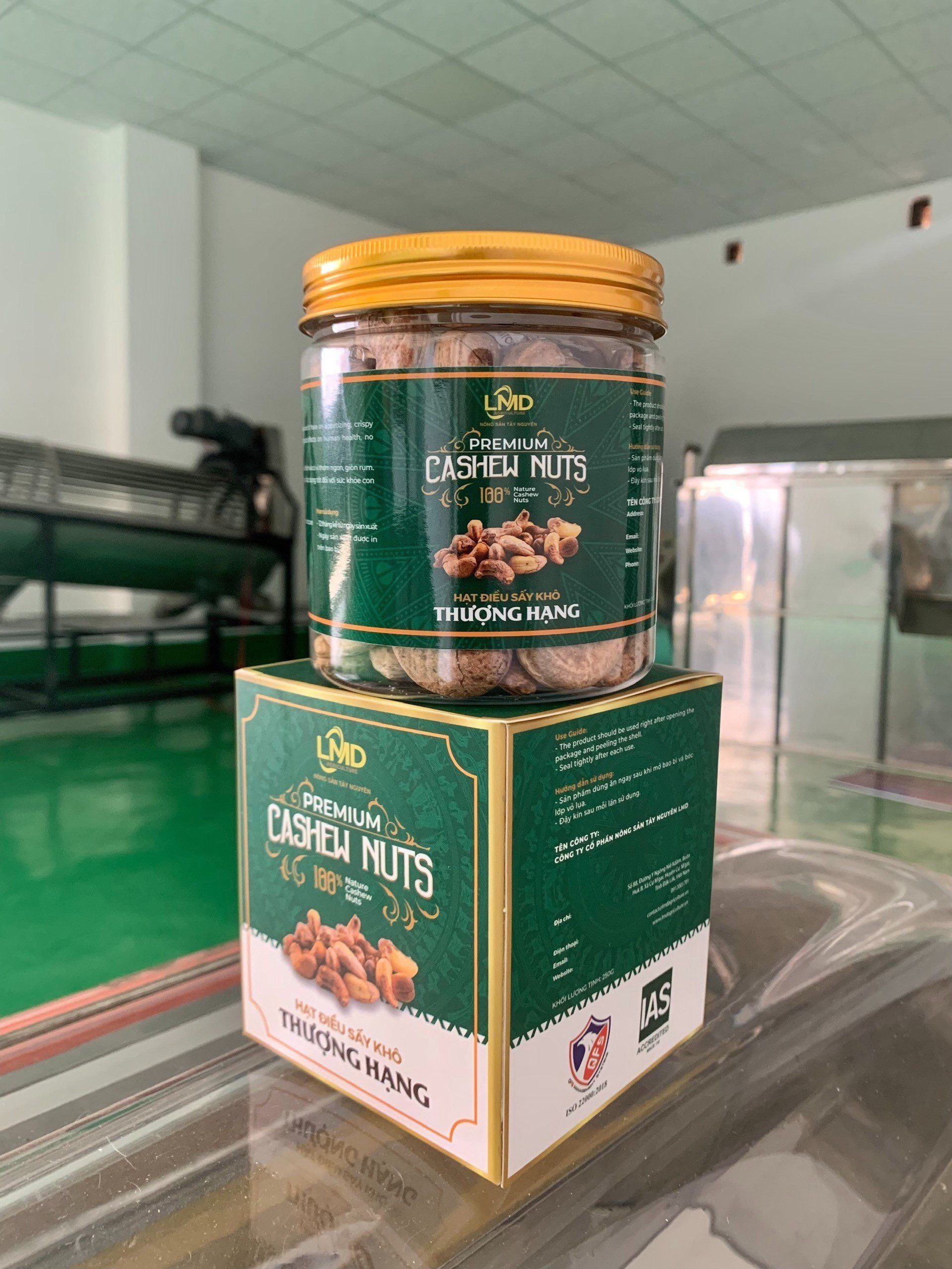 Hạt điều rang muối, hộp + hũ PET 250gr